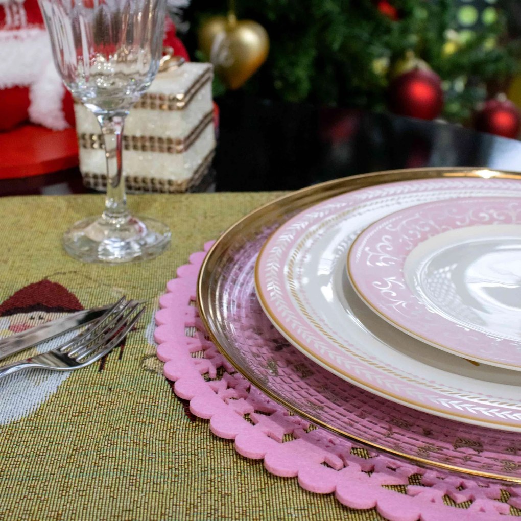 Lugar Americano de Natal Redondo Avulso 1x Rosa Claro 35cm - D'Rossi
