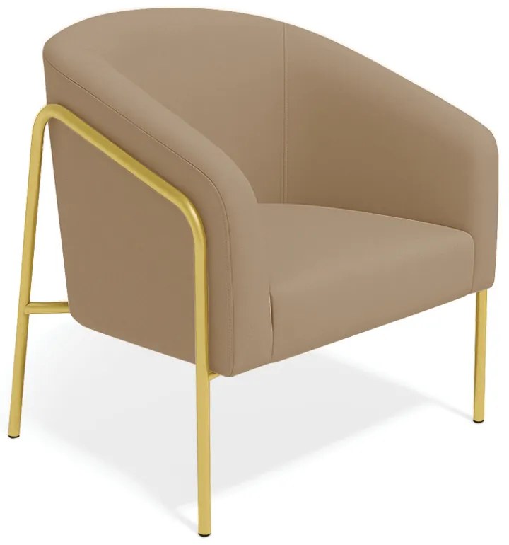 Poltrona Sala Industrial Alta Dourado Stella Suede D03 - D'Rossi - Marrom Rato