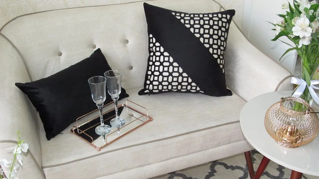 Capa Almofada Corte a Laser Provence Vitral Preto 50x50cm
