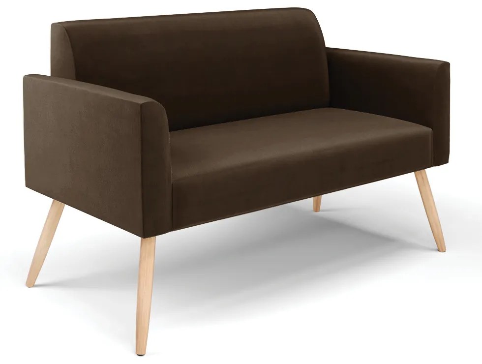 Sofá Namoradeira com Poltrona Pés Palito Natural Marisa Suede Marrom D03 - D'Rossi