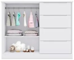 Cômoda Infantil 2 Portas 4 Gavetas Lilly Z39 Branco - Mpozenato