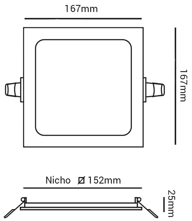Luminária De Embutir Quadrado 12W 3000K Led Bivolt 17X17X2,5Cm Downlig... (Branco)