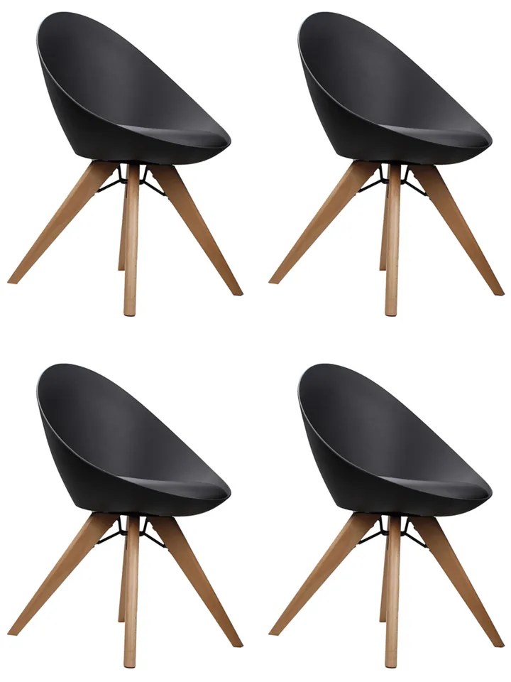 Cadeira para Sala Base Giratória de Madeira Kit 4 Elen Preto R02 - D'Rossi