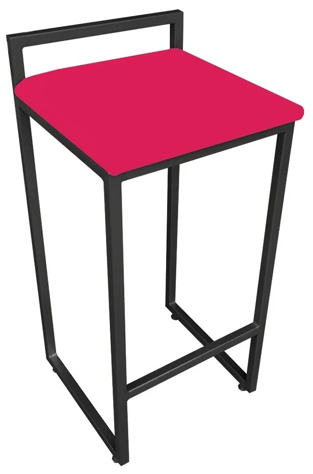 Banqueta Pietra Suede Base Preto - Vermelho