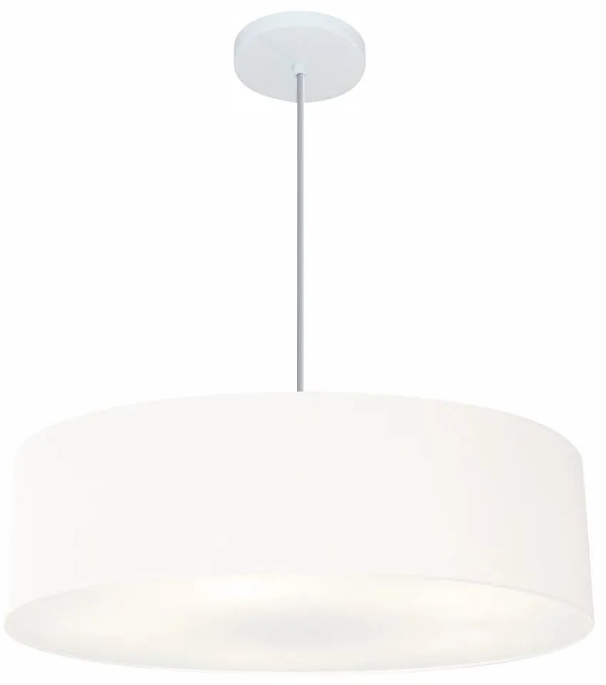 Lustre Pendente Cilíndrico Md-4221 Cúpula em Tecido 60x15cm Branco - Bivolt