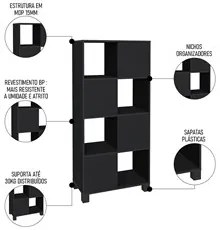 Conjunto Escritório Home Office 4 Peças Nil A06 Preto - Mpozenato