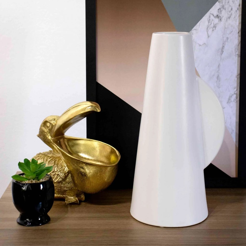 Vaso Decorativo Cilíndrico Em Cerâmica 33x16x16 Cm - D'Rossi