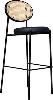 Banqueta de Palha e Estofada Phiphi Preto