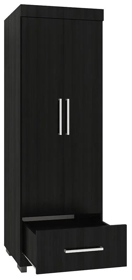 Roupeiro Guarda Roupa 2 Portas Prateleiras Gaveta Preto