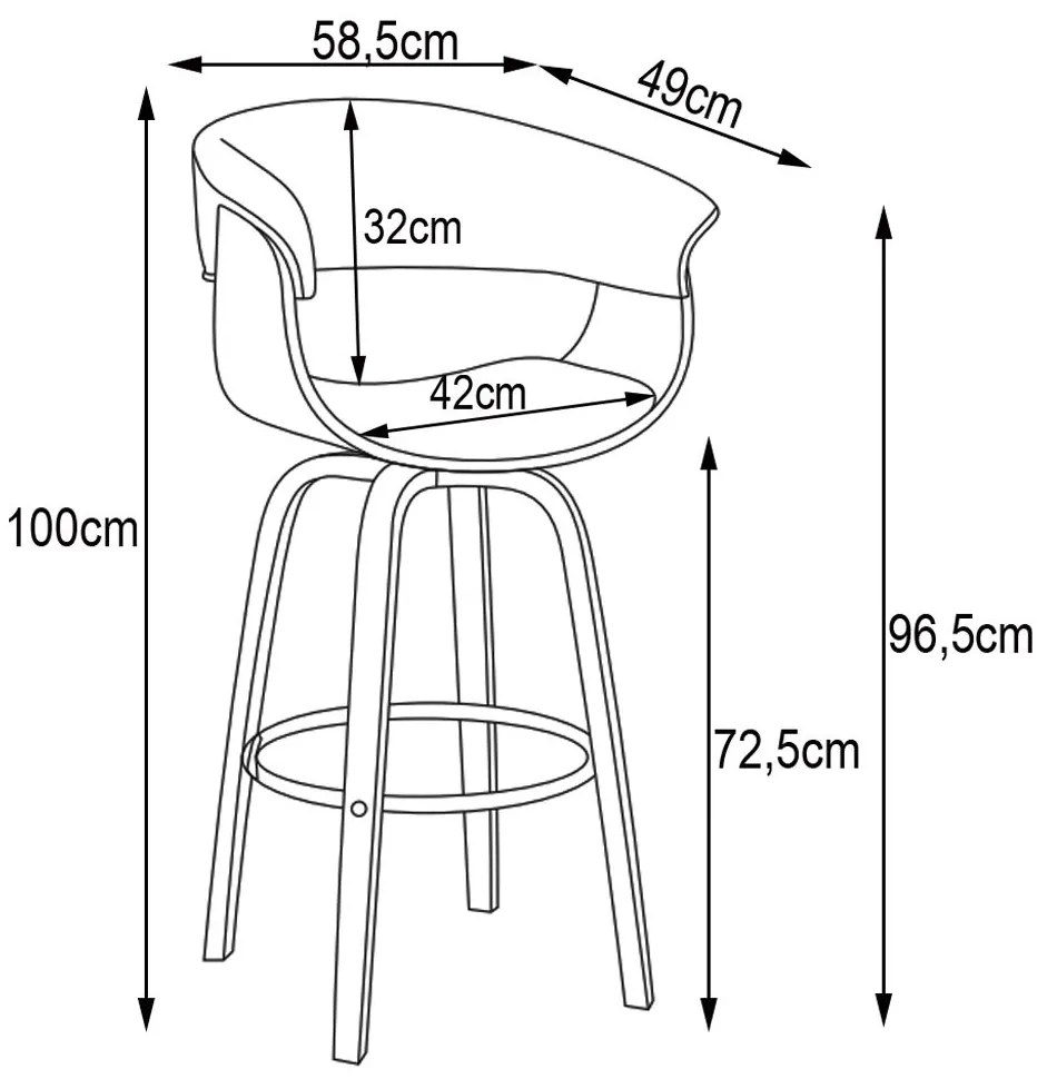 Kit 05 Banquetas para Cozinha Giratória Brenna Base Madeira PU Sintético Marrom G56 - Gran Belo