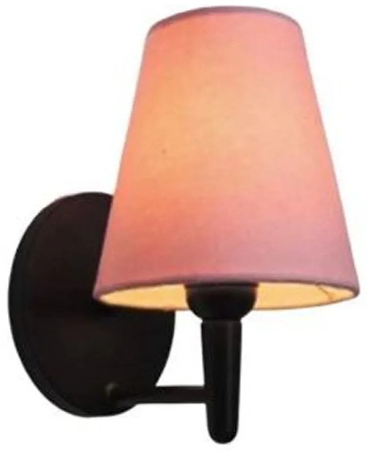 Arandela Cone Md-2004 Base Preto Cúpula em Tecido 14/14x07cm Rosa Bebê - Bivolt