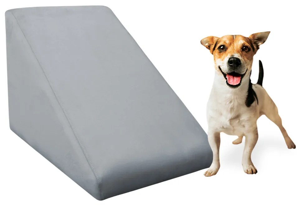 Rampa Pet Almofadada Veludo Cores para Cachorros e Gatos Rampinha Pet - Cinza