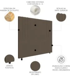 Cabeceira Cama Box Casal 140cm Estofada Rama Saturno Marrom Z04 - Mpoz