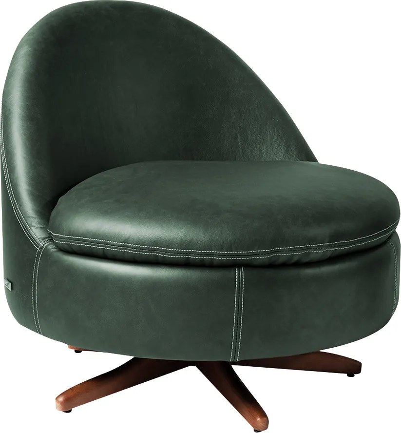 Kit 2 Poltronas Sala de Estar Giulio Base de Ferro Giratória PU Verde G92 - Gran Belo