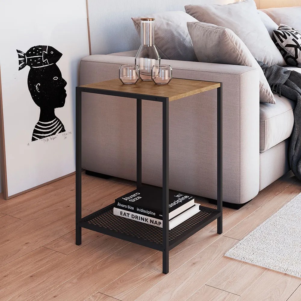 Mesa Lateral New 40 cm Vermont e Preto - D'Rossi