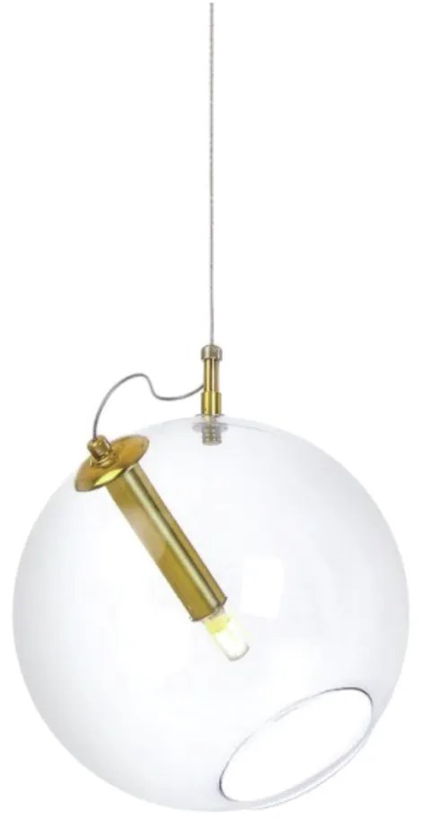 Pendente Globo Inclinado Ø25X27Cm Metal E Globo Ø25Cm 01Xg9 |Old Artis... (BRANCO / COBRE BRILHO, CLEAR (TRANSPARENTE))
