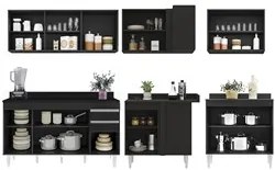 Armário de Cozinha Modulado de Canto 6 Peças CP32 Balcão com Tampo Pre