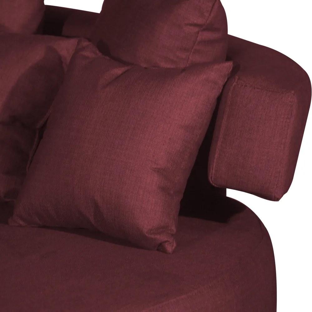 Sofá Chaise Eva Redondo 02 Lugares Suede Bordô