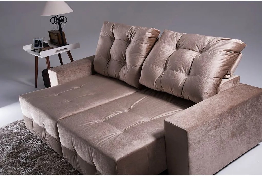 Sofá 4 Lugares Retrátil e Reclinavel - Berlin Suede Marrom