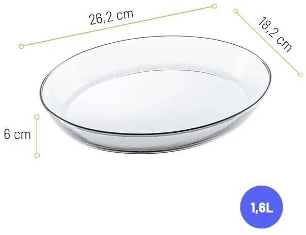 Assadeira de Vidro Oval Marinex 2,4L