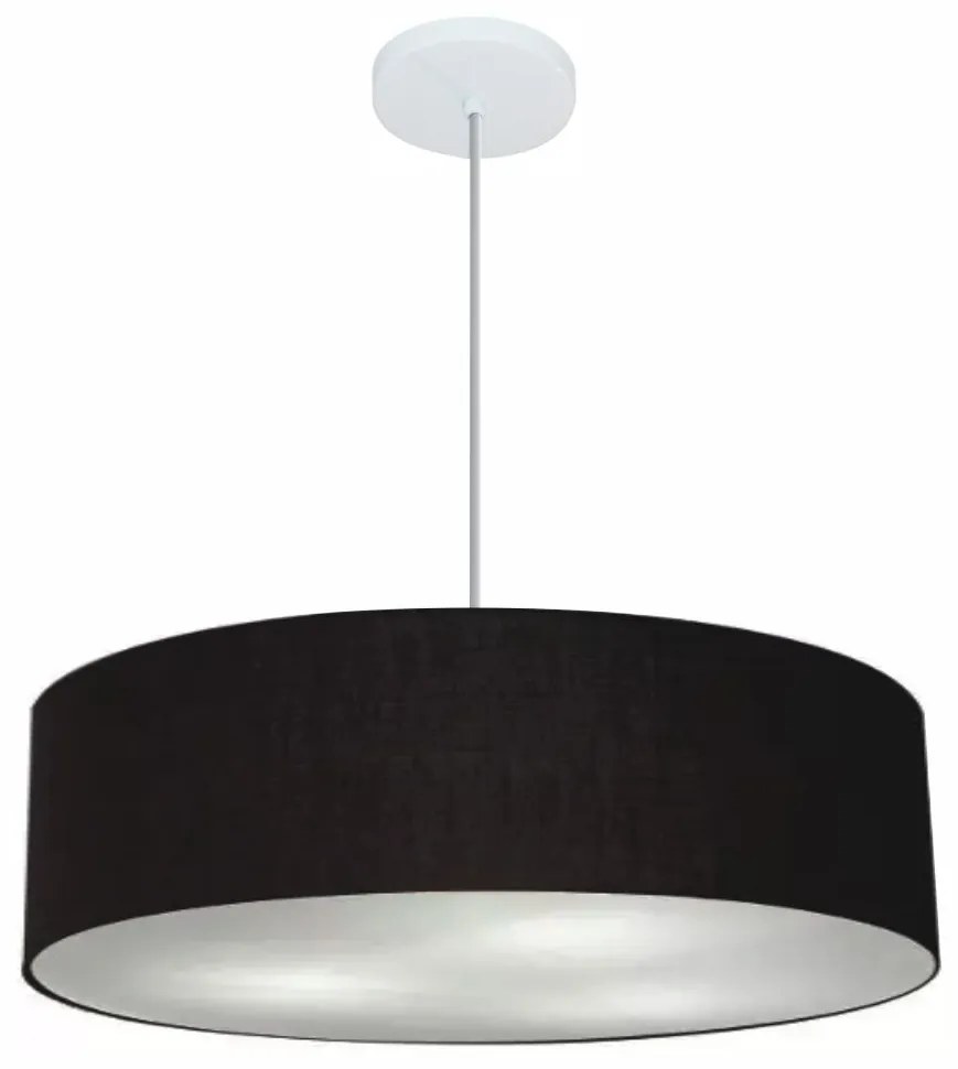 Lustre Pendente Cilíndrico Md-4221 Cúpula em Tecido 60x15cm Preto - Bivolt