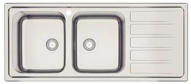 Cuba de Sobrepor Tramontina Marea Deep 2C 34 Plus 116 x 50 cm em Aço Inox Acetinado com Furo para Torneira