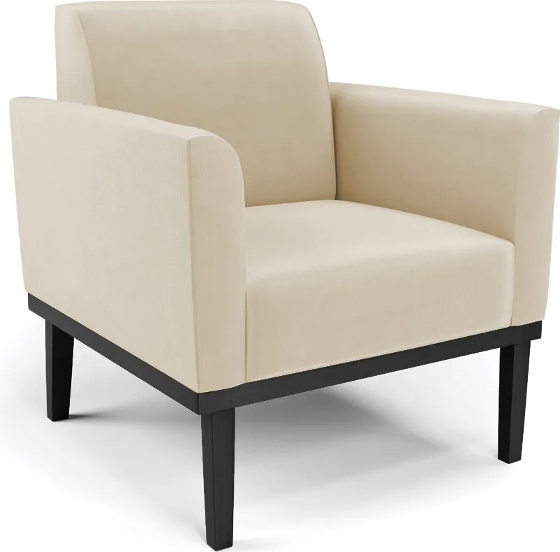 Poltrona Decorativa Isabella Pés Fixo em Madeira Preto Suede Bege G19 - Gran Belo