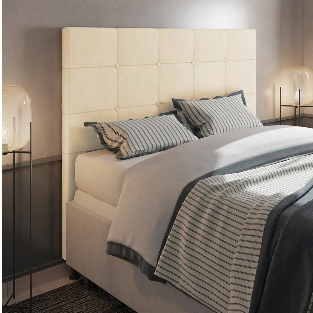 Cabeceira Casal Queen Cama Box 160cm para Quarto Stambul Suede M11 - D'Rossi - Bege