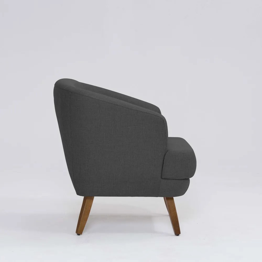 Poltrona Decorativa Milão D07 Pés Madeira Linho Mescla Chumbo - D'Rossi