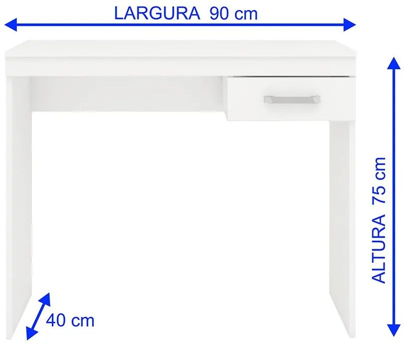 Mesa Escrivaninha Escritório Home Office 1 Gaveta Branco