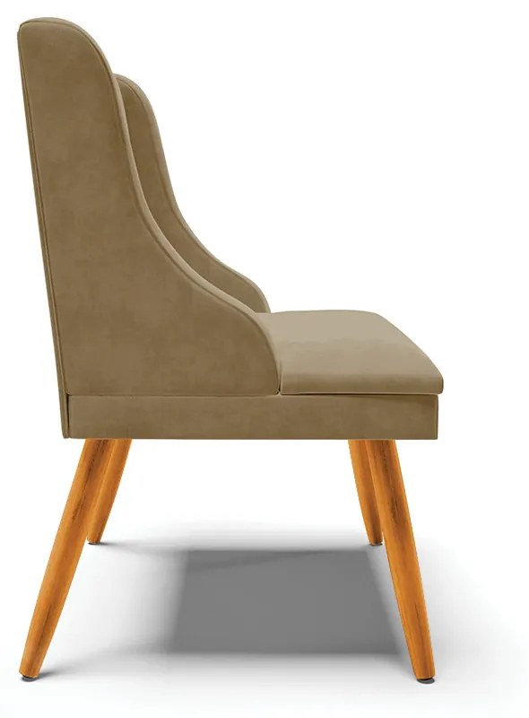 Kit 10 Cadeiras de Jantar Liz Suede Pes Palito Castanho D03 - D'Rossi - Marrom Rato