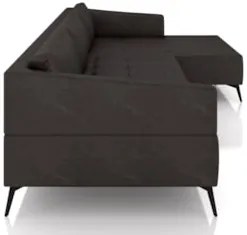 Sofá 5 Lugares 326cm Com Chaise Direito Eko Couro Bordô Z55 - Mpozenat