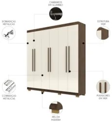 Guarda Roupa Casal 218cm 6 Portas Elegance Imbuia/Champanhe - Vila Ric
