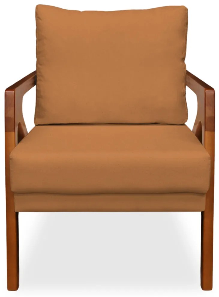 Poltrona Decorativa Amber Base De Madeira Veludo Telha