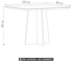 Mesa de Jantar Retangular 120cm 4 Lugares Zuma Ypê/Off N02 - Mpozena