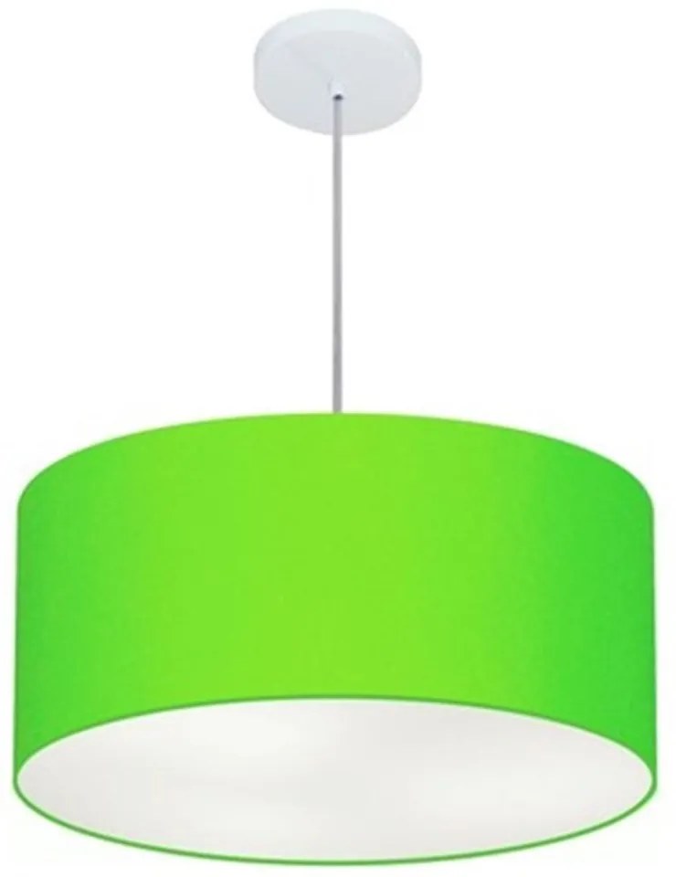 Lustre Pendente Cilíndrico Md-4100 Cúpula em Tecido 50x25cm Verde Limão - Bivolt