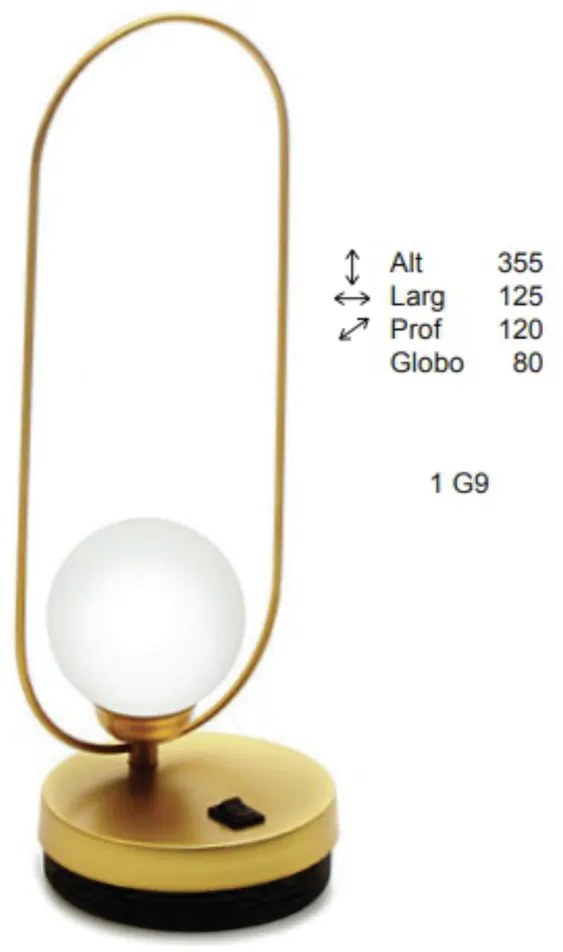Abajur Wire Esfera Mini 12X12,5X35,5Cm Globo Ø8Cm 1Xg9 - Old Artisan A... (CHAMPANHE / DOURADO BRILHO, CLEAR (Transparente))