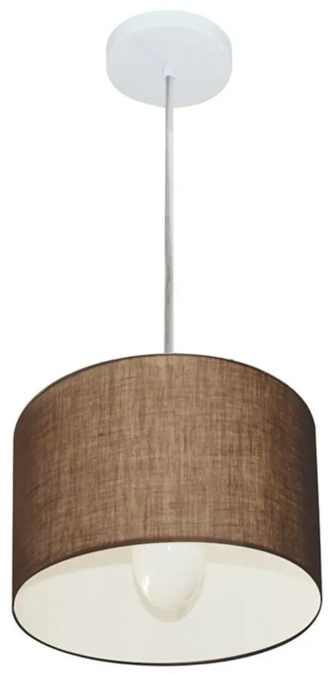 Lustre Pendente Cilíndrico Md-4201 Cúpula em Tecido 25x25cm Café - Bivolt