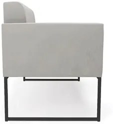 Sofá Namoradeira e 2 Poltronas Base Industrial Preto Ana Veludo Cinza