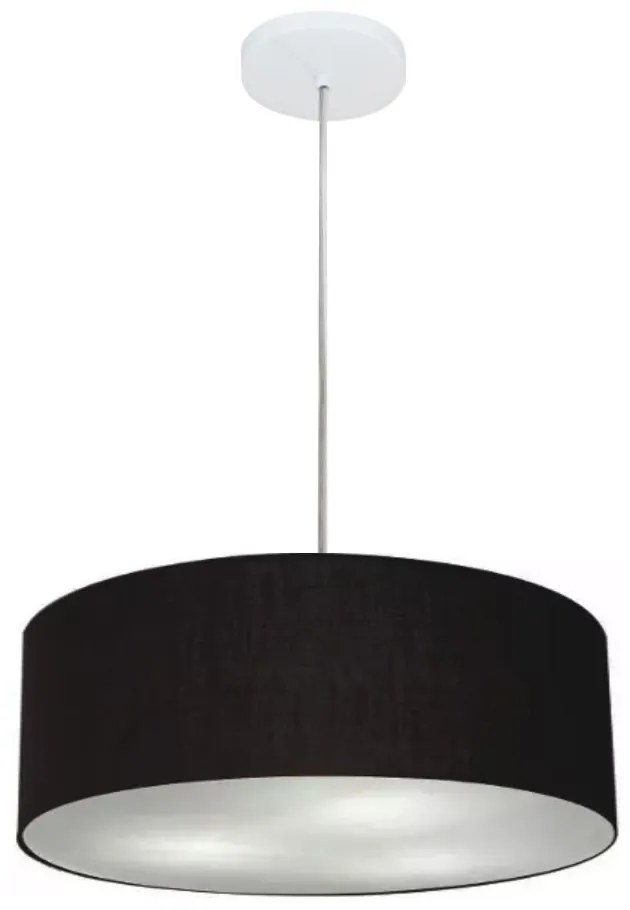 Lustre Pendente Cilíndrico Md-4132 Cúpula em Tecido 40x15cm Preto - Bivolt