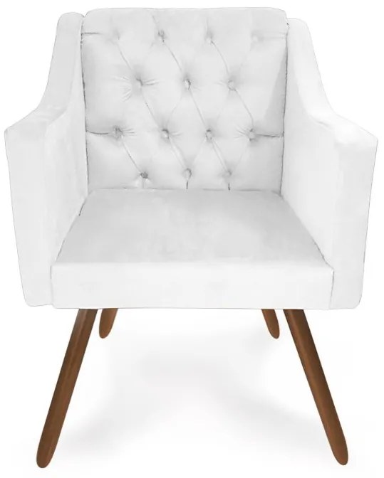 Kit 2 Poltronas Decorativas Capitonê Amanda Retrô Corano Branco - Loja Sheep - Branco