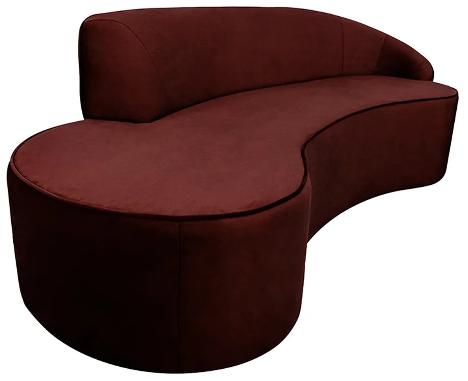 Sofá Decorativo 3 Lugares 210cm Abby Encosto Direito Curvo Veludo Vinho G15 - Gran Belo