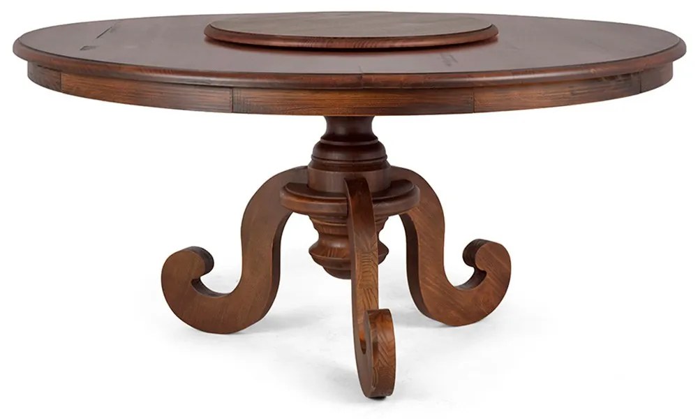 Mesa Redonda Sala de Jantar 8 Lugares Mariah 160cm com Prato Giratório Canela G04 - Gran Belo