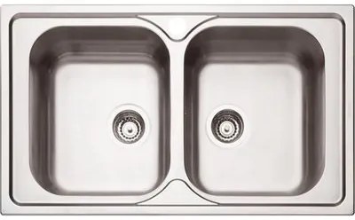 Cuba de Sobrepor Tramontina Marea 2C 34 em Aço Inox Acetinado e Válvula 86 x 50 cm com 2 Cubas