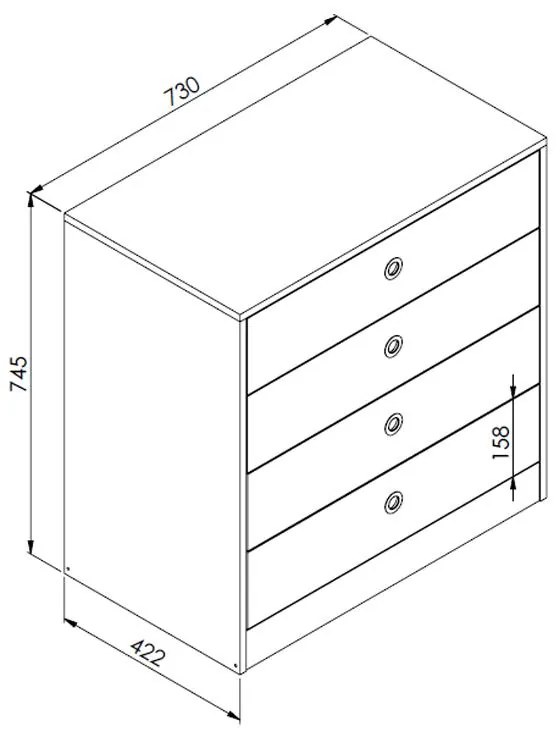 Cômoda Quarto Infantil Com 4 Gavetas Amore Meu Fofinho