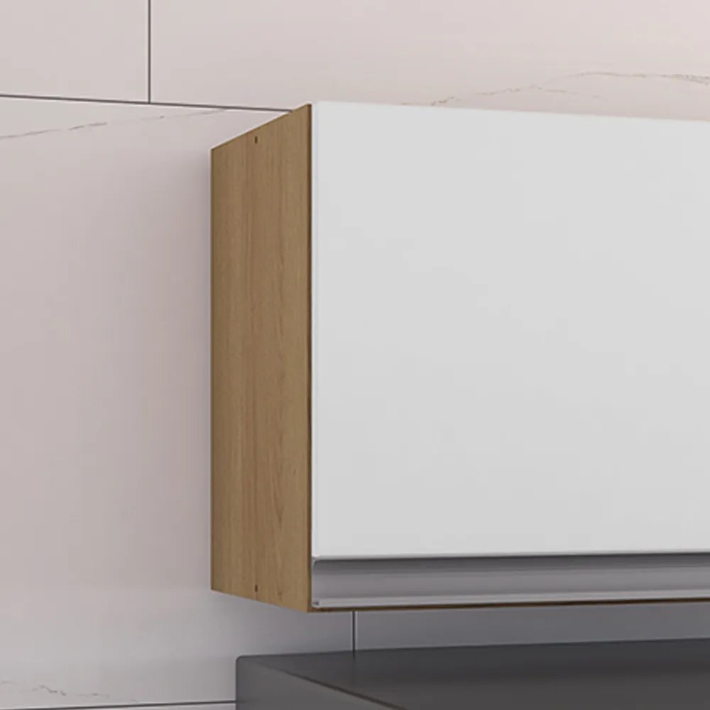 Armário Cozinha Aéreo Geladeira 60cm Basculante Leticia A01 - D'Rossi - Amendoa e Branco