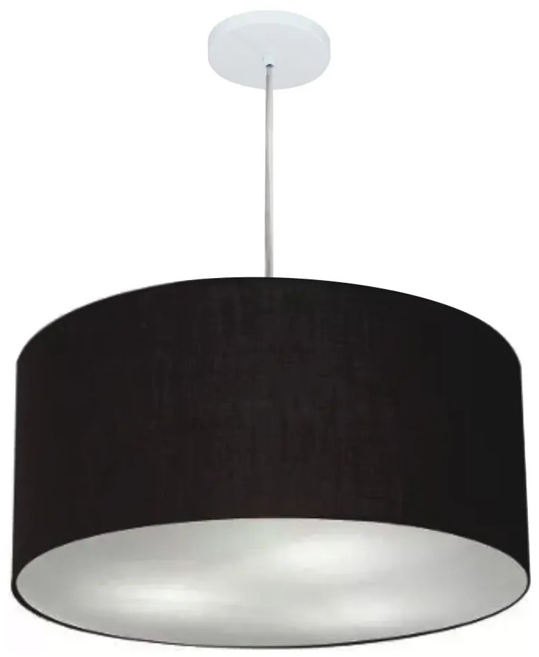 Lustre Pendente Cilíndrico Md-4214 Cúpula em Tecido 55x25cm Preto - Bivolt