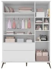 Guarda Roupa Infantil 100% MDF 3 Portas Pés Retrô Melinda Branco - Pho