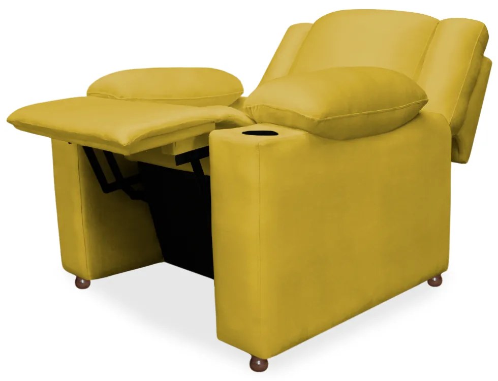 Poltrona Papai Manchester Reclinável Veludo Amarelo