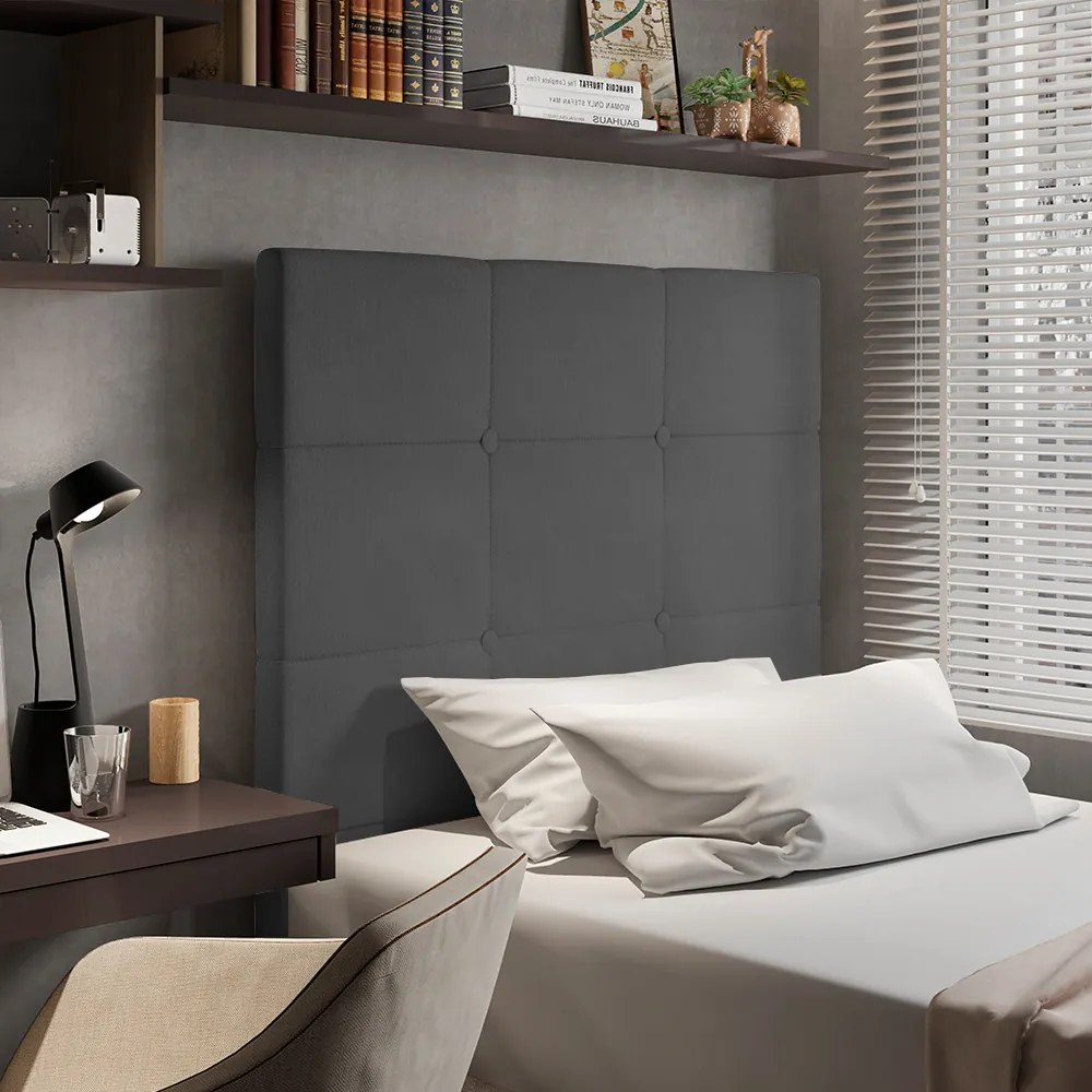 Cabeceira Stambul Para Cama Box Solteiro 90 cm Suede M11 - D'Rossi - Grafite